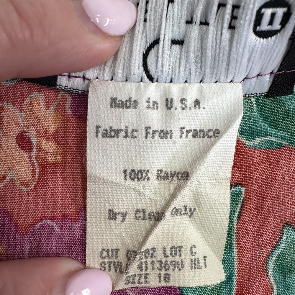 Vintage Carole Little Floral Dress Button Front Sz 18 Pleats 90s Feminine Modest - Picture 3 of 11